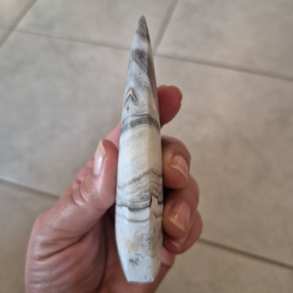 Natural Zebra Calcite Crystal Point Stand-up Freeform #3 - Picture 7 of 8